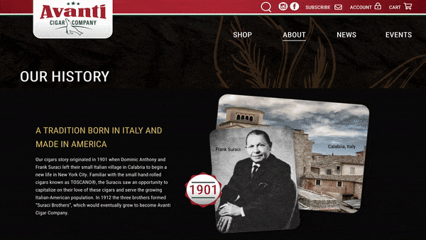 Avanti Website History Page