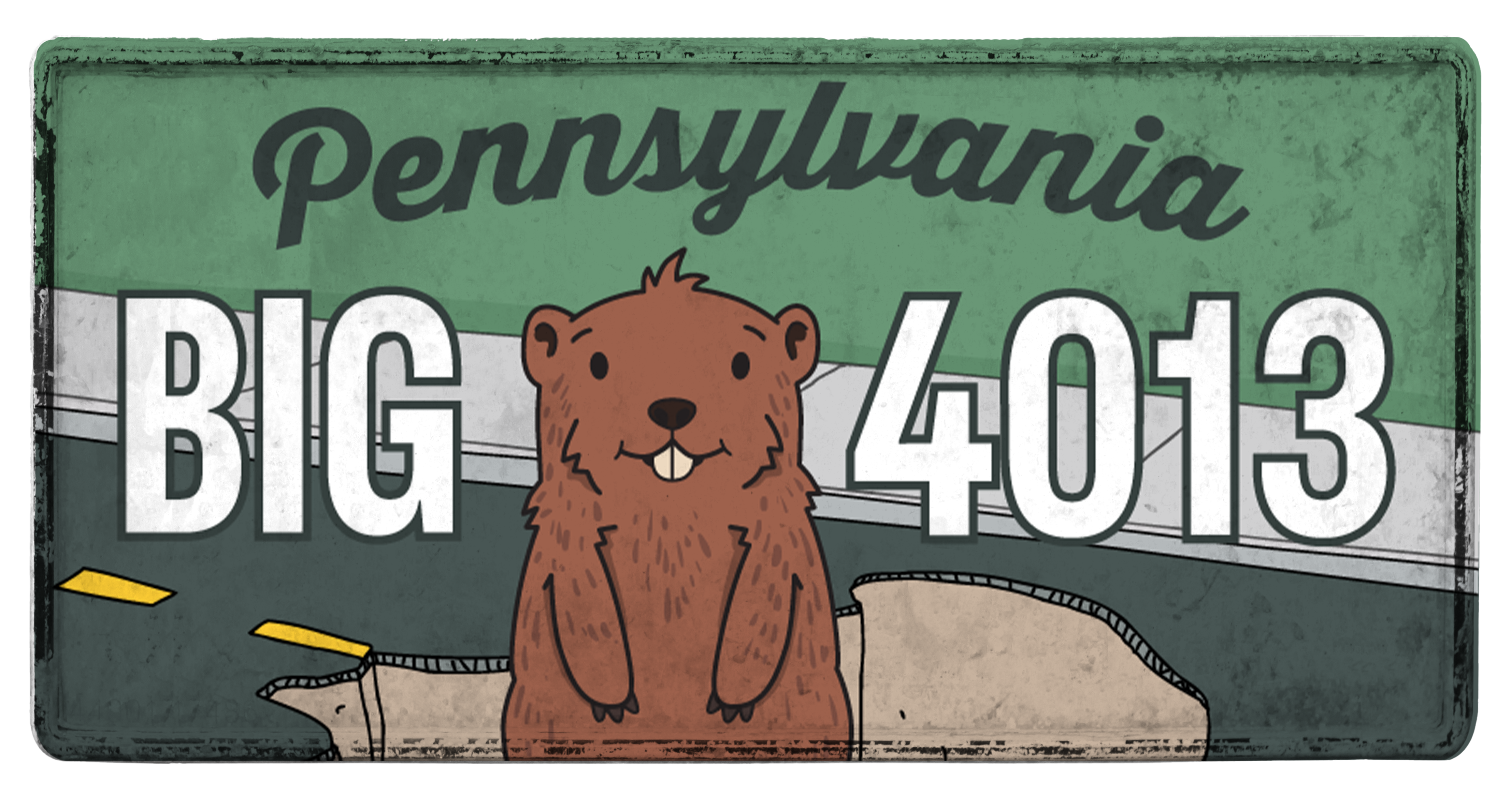 Punxsutawney Phil in a Pothole Pennsylvania License Plate Design